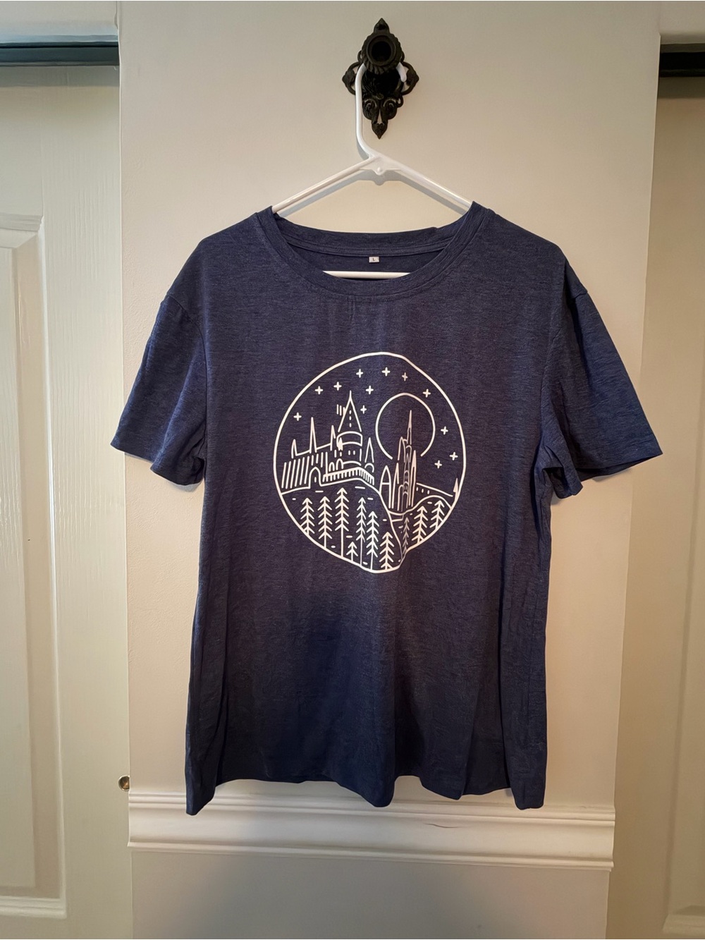 Unisex Short-Sleeve Graphic Tee in Navy with White Illustration